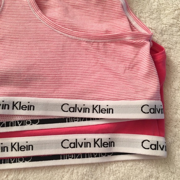 NWT Calvin Klein 2pk Bralettes Pink,pnk/WhT stripe - Picture 4 of 5